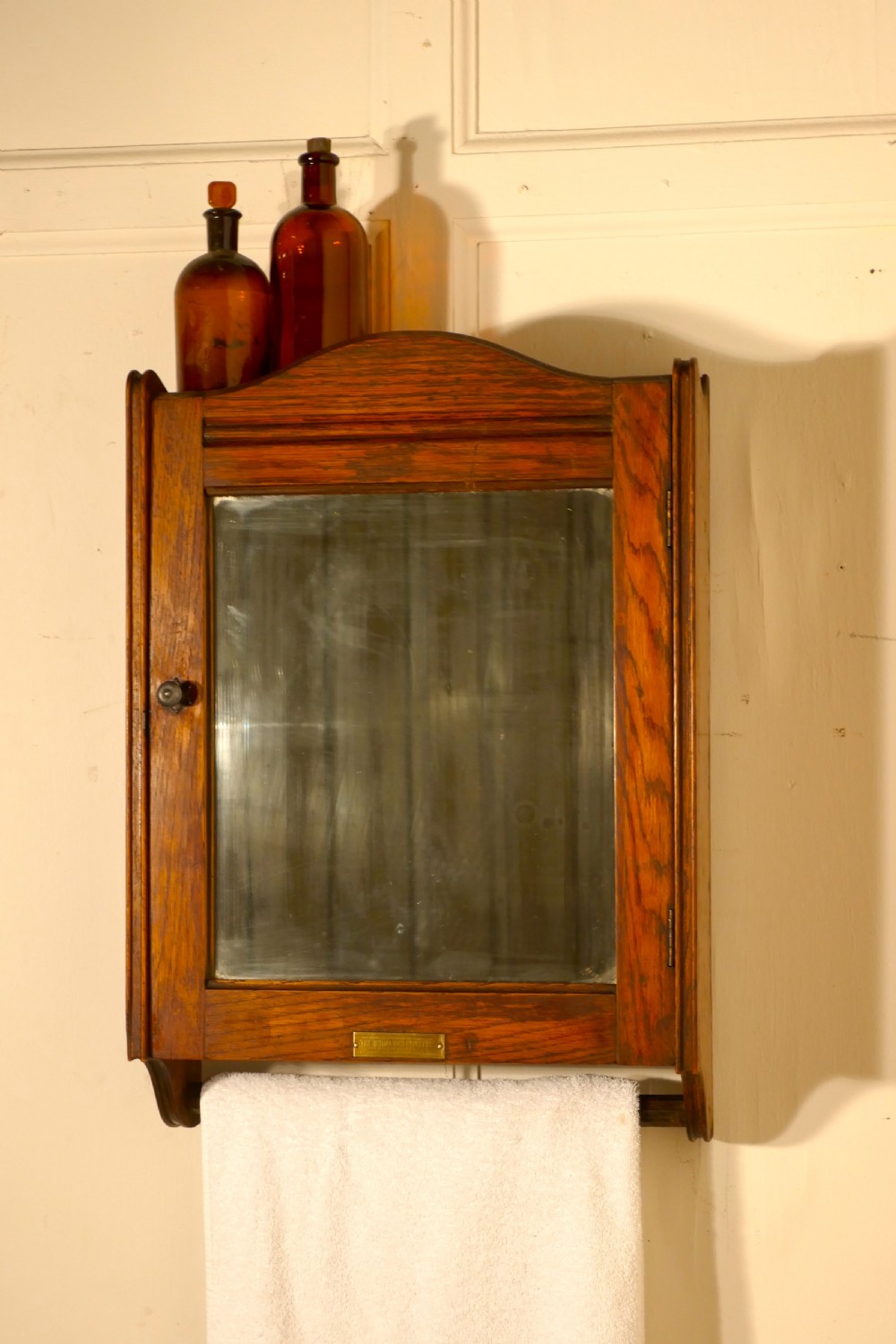 Wall Hanging Oak Cloakroom or Bathroom Cupboard from the Initial Towel Supply Co   View II