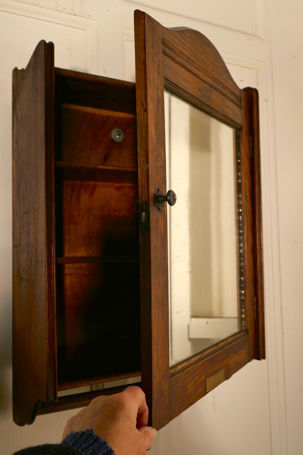 Wall Hanging Oak Cloakroom or Bathroom Cupboard from the Initial Towel Supply Co   View VI