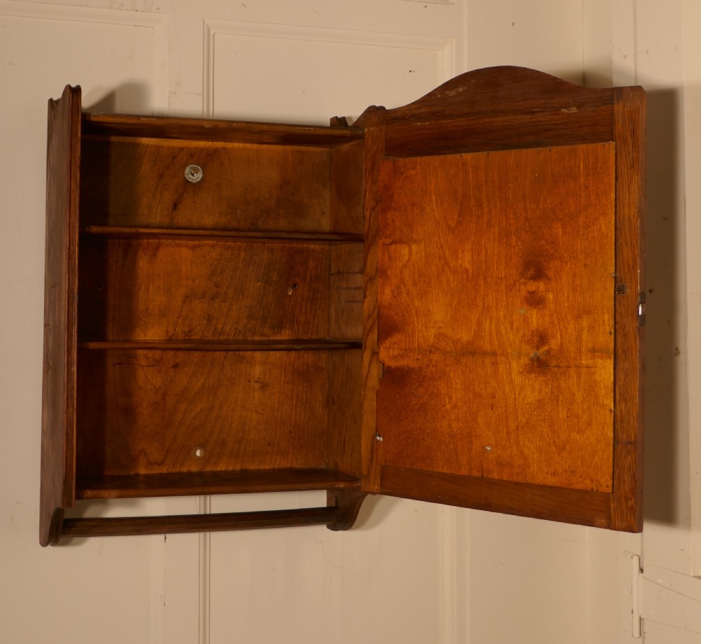 Wall Hanging Oak Cloakroom or Bathroom Cupboard from the Initial Towel Supply Co   View VII