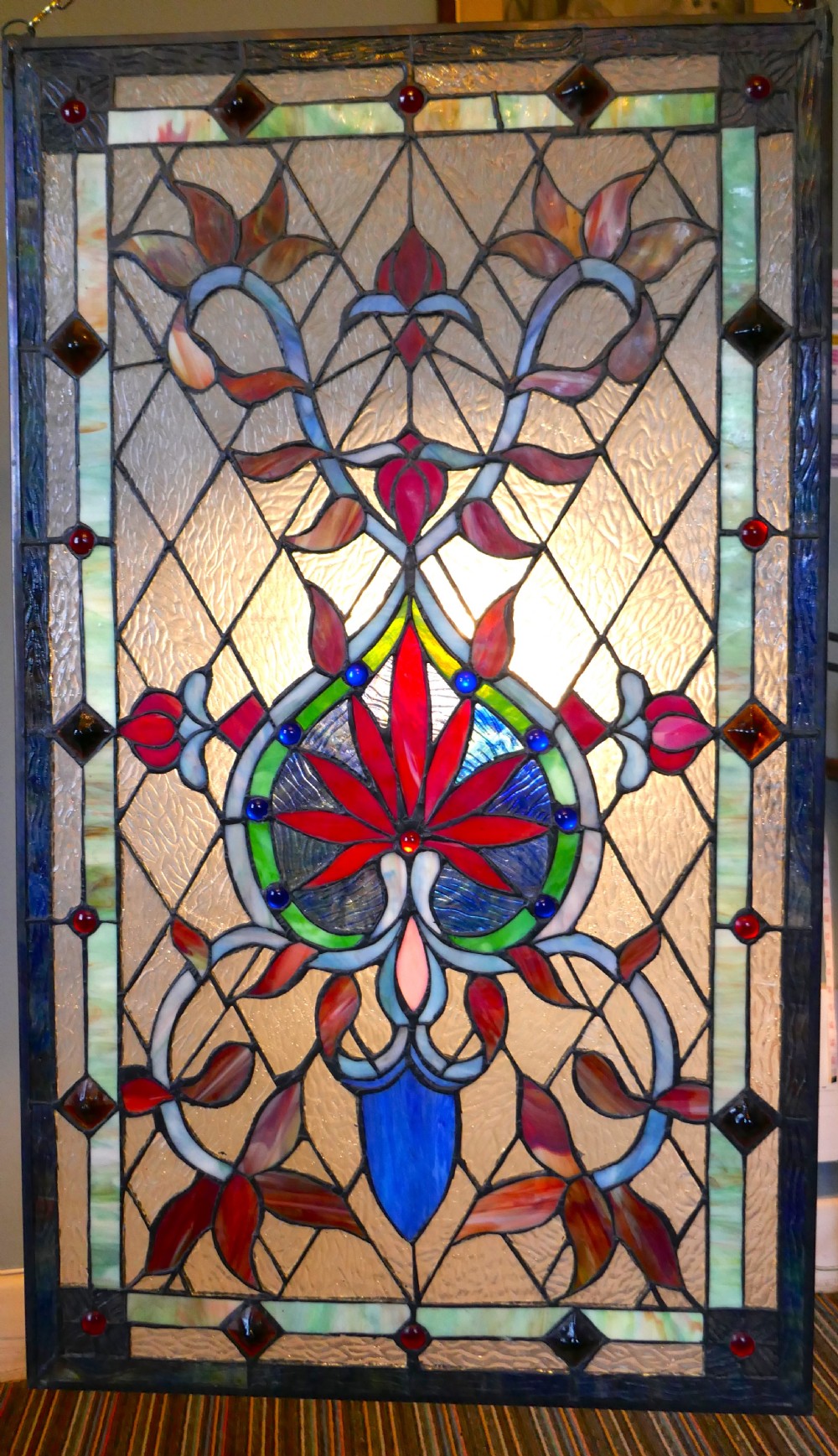 Large Art Nouveau Stained Glass Panel for a Window or Door