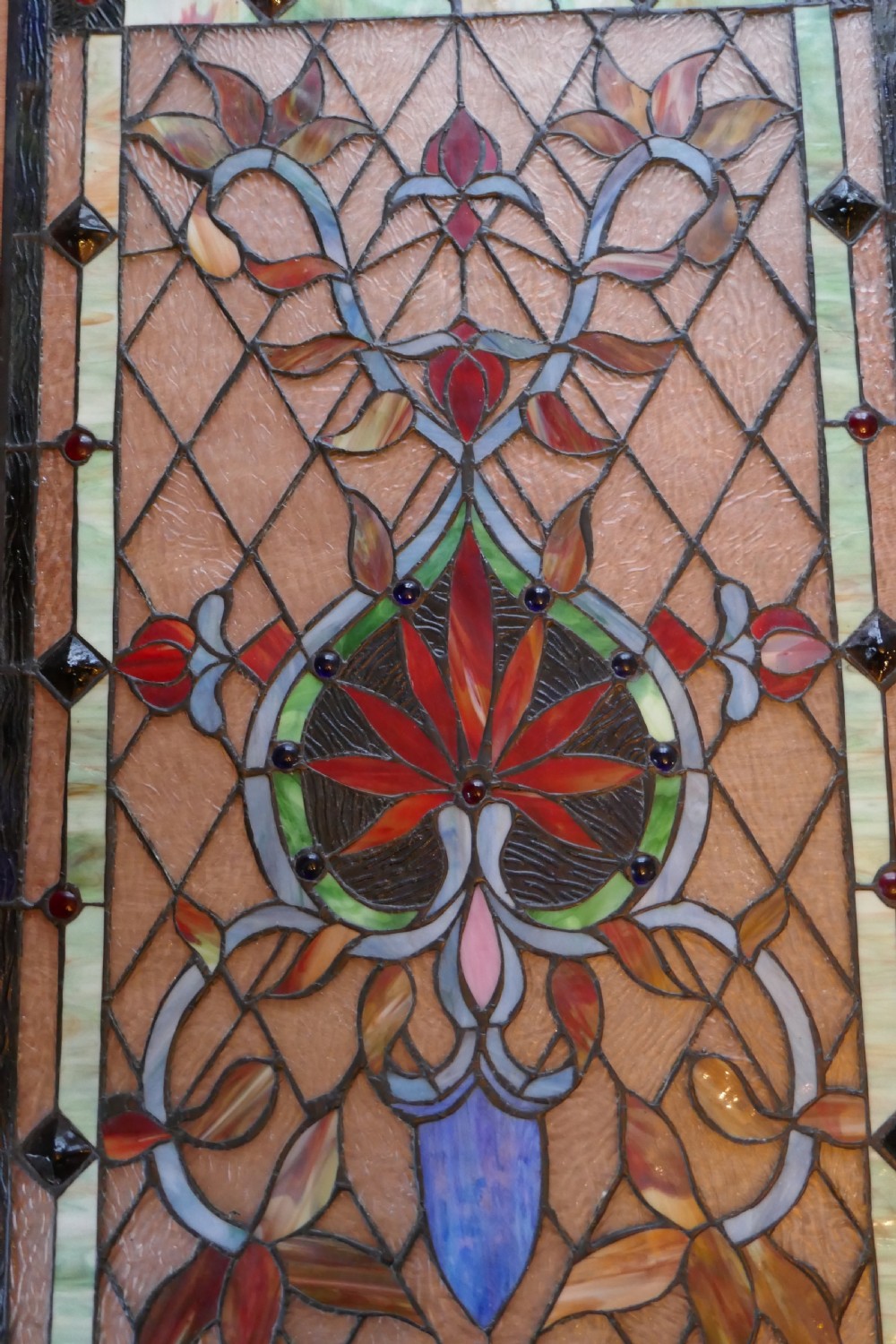 Large Art Nouveau Stained Glass Panel for a Window or Door View II