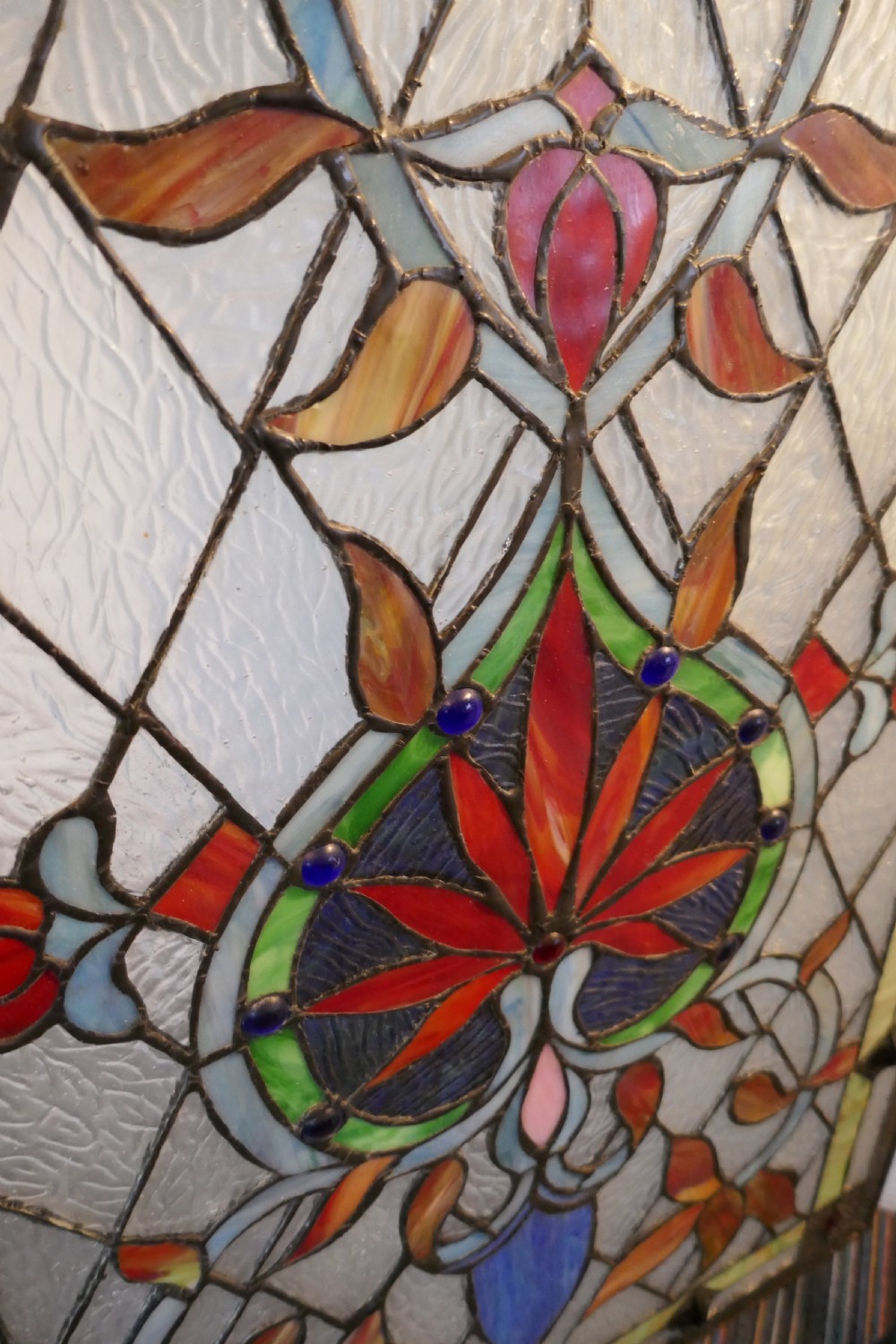 Large Art Nouveau Stained Glass Panel for a Window or Door View IV