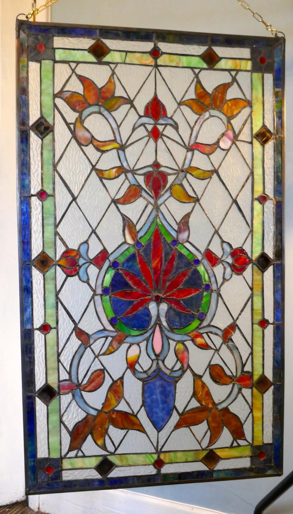 Large Art Nouveau Stained Glass Panel for a Window or Door View V