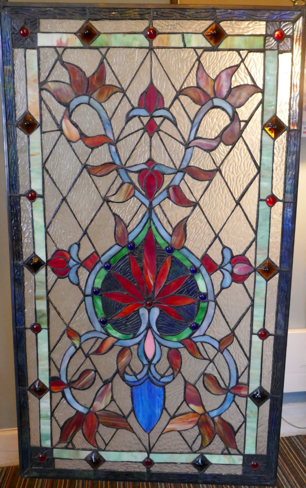 Large Art Nouveau Stained Glass Panel for a Window or Door View VI