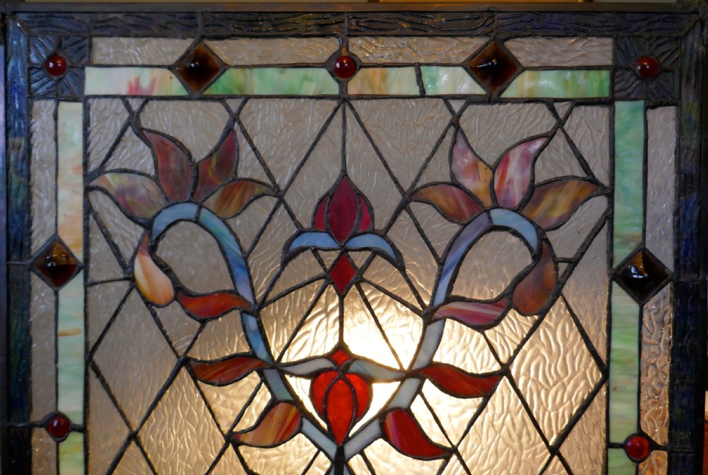 Large Art Nouveau Stained Glass Panel for a Window or Door View VII
