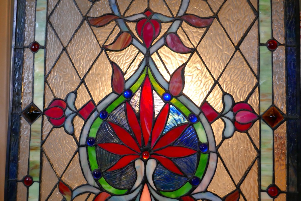 Large Art Nouveau Stained Glass Panel for a Window or Door View VIII