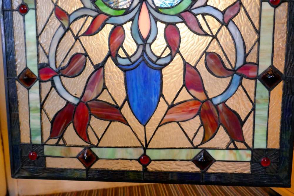 Large Art Nouveau Stained Glass Panel for a Window or Door View IX