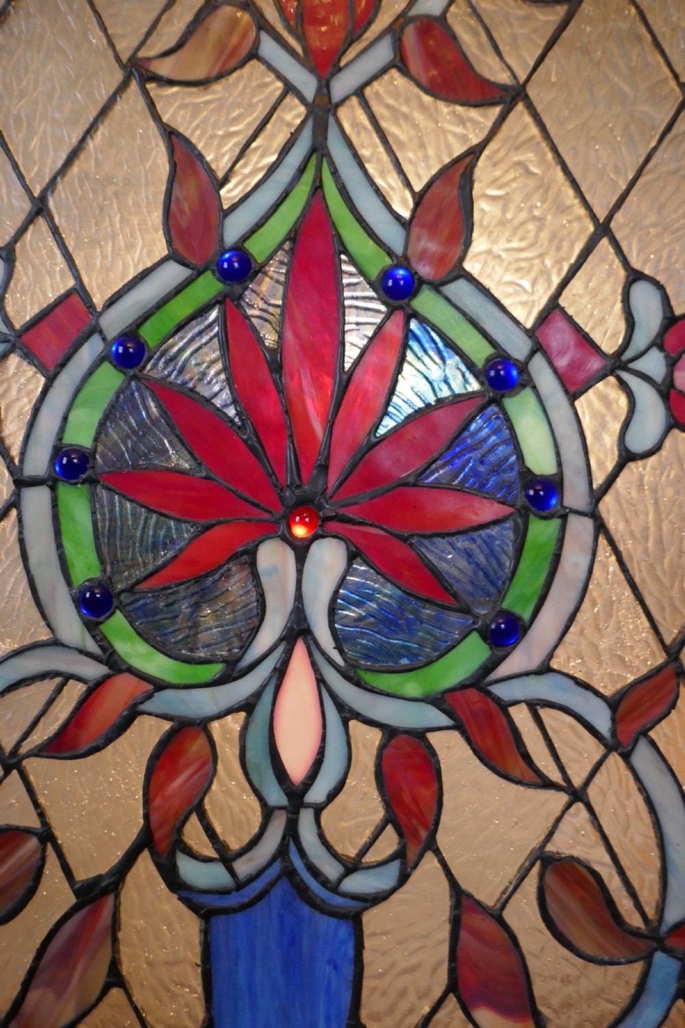 Large Art Nouveau Stained Glass Panel for a Window or Door View X