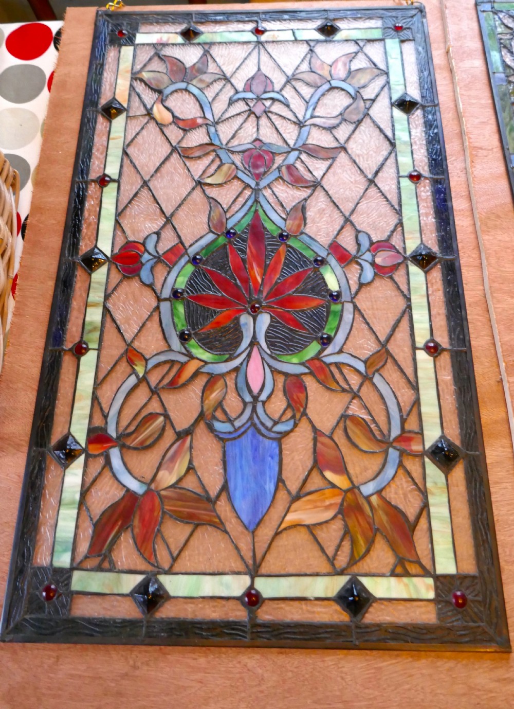 Large Art Nouveau Stained Glass Panel for a Window or Door View XII