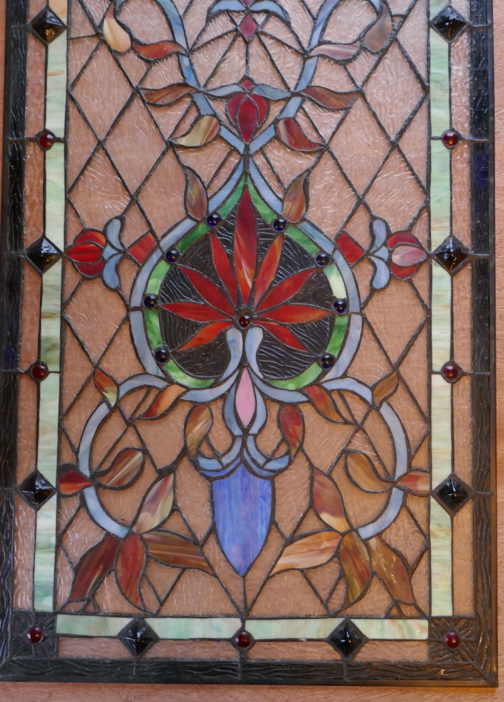 Large Art Nouveau Stained Glass Panel for a Window or Door View XIII