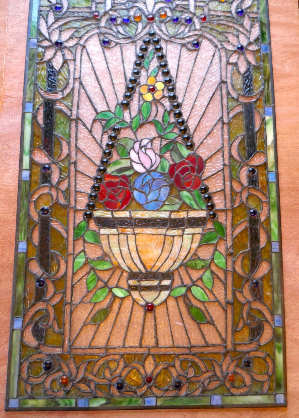 Large Art Nouveau Stained Glass Panel for a Window or Door View II