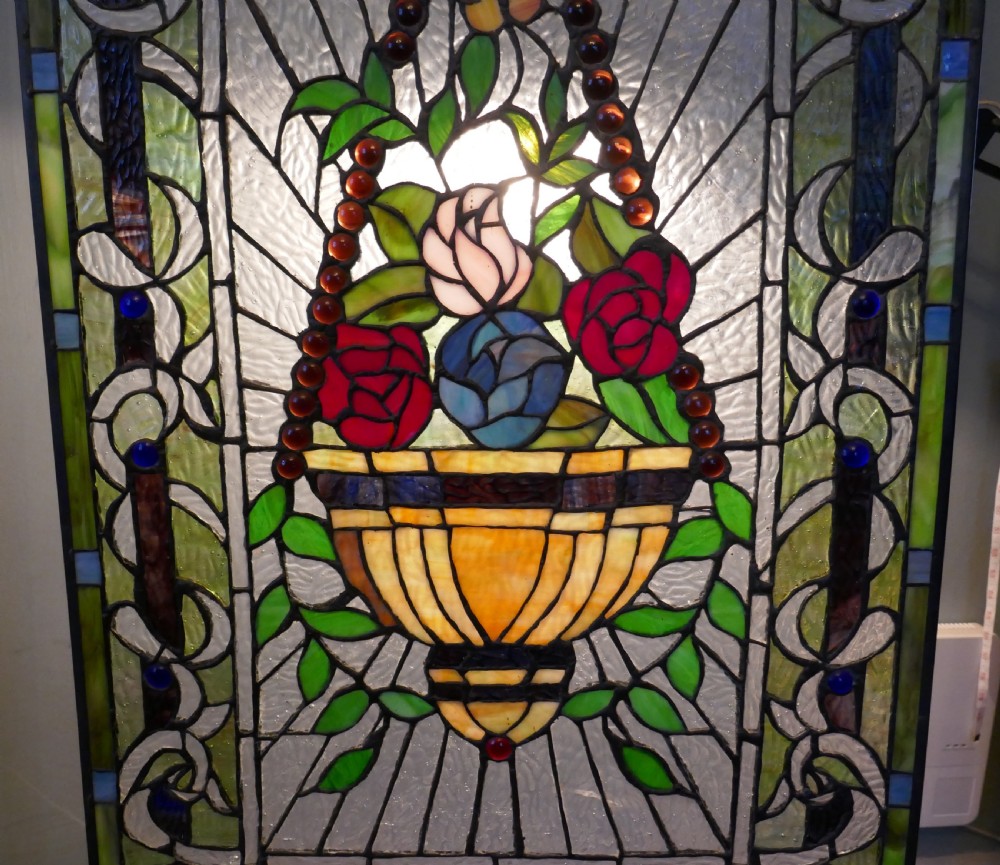 Large Art Nouveau Stained Glass Panel for a Window or Door View V