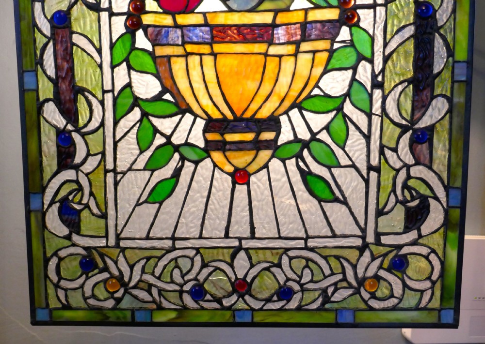 Large Art Nouveau Stained Glass Panel for a Window or Door View VI