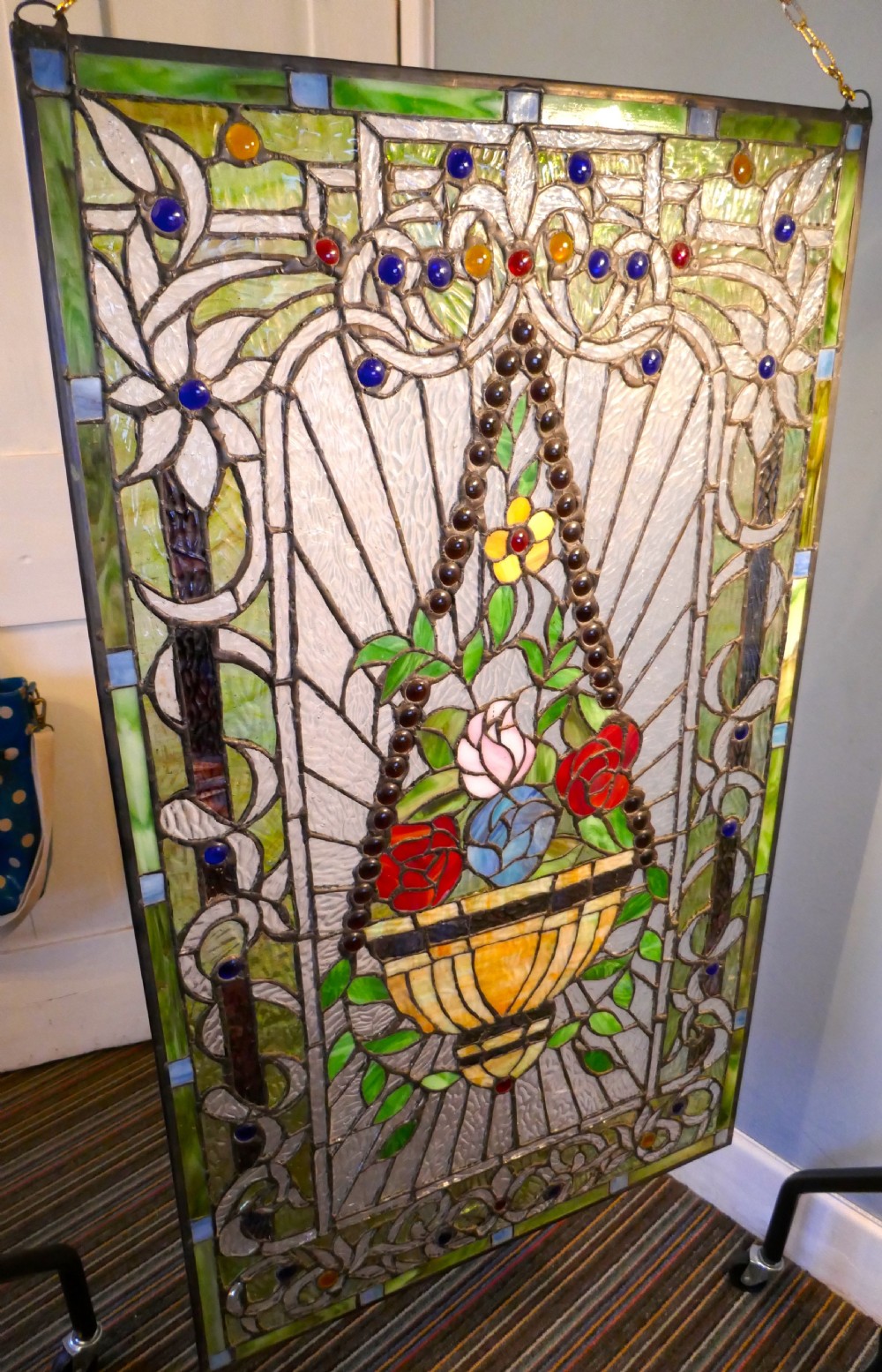 Large Art Nouveau Stained Glass Panel for a Window or Door View VIII