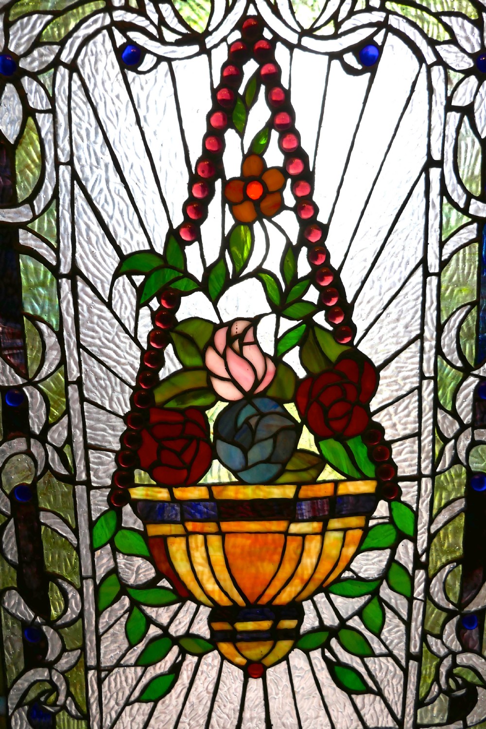 Large Art Nouveau Stained Glass Panel for a Window or Door View X