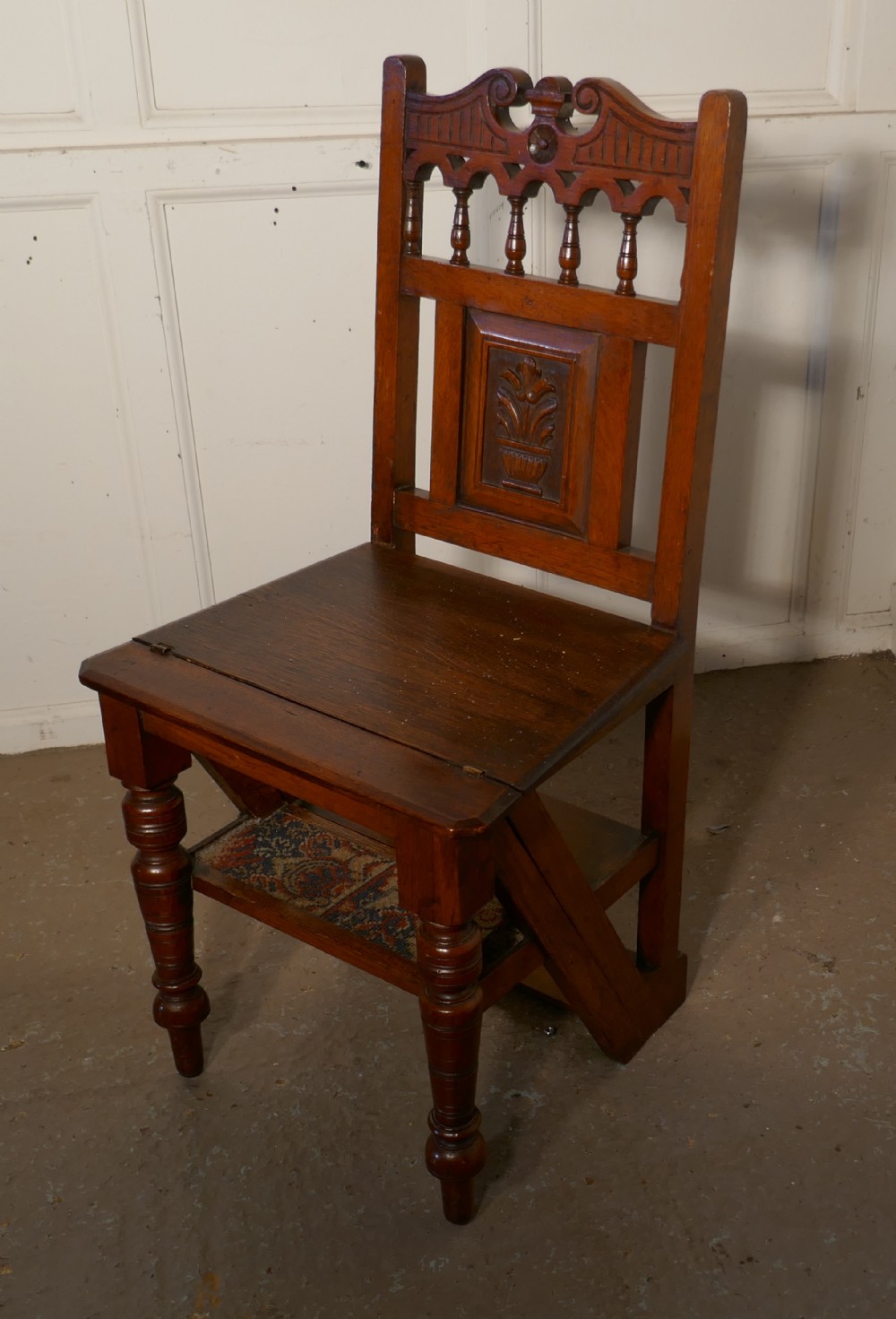 Edwardian Metamorphic Library Chair or Library Steps 