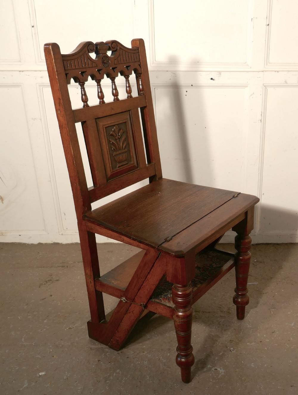 Edwardian Metamorphic Library Chair or Library Steps  View VII