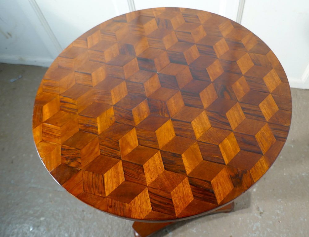 Unusual Inlaid Wine or Occasional Table View III
