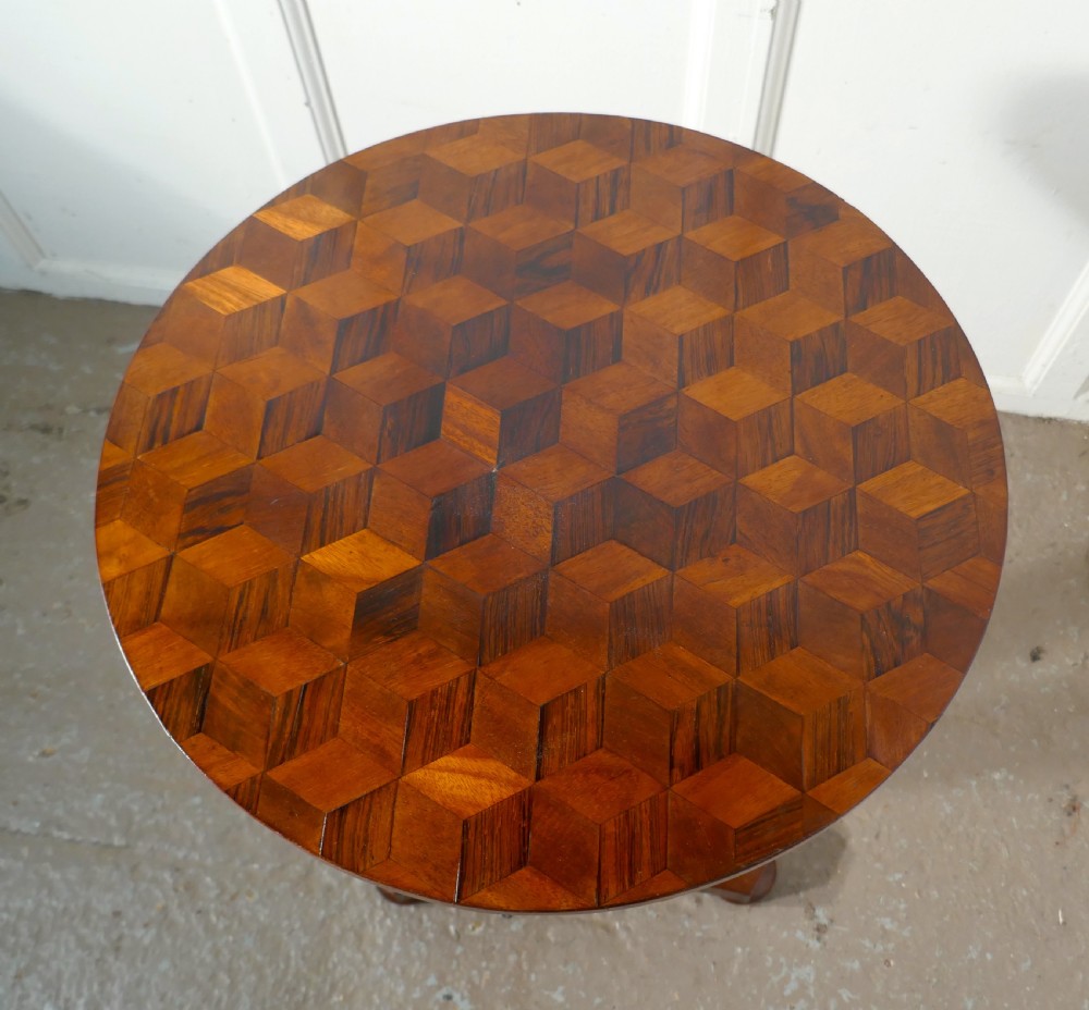 Unusual Inlaid Wine or Occasional Table View VI