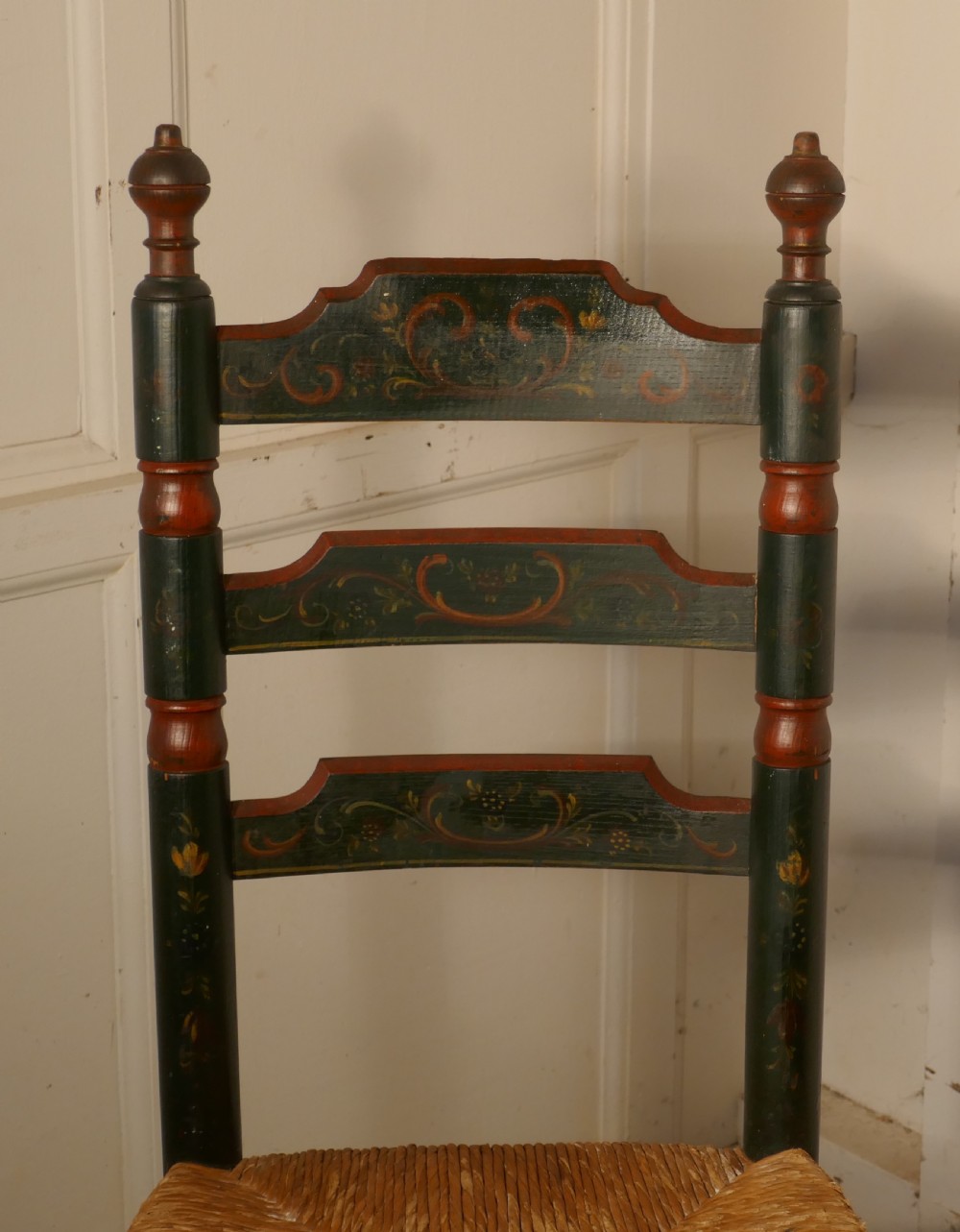 Painted Folk Art European Ladder-back Chair  View II