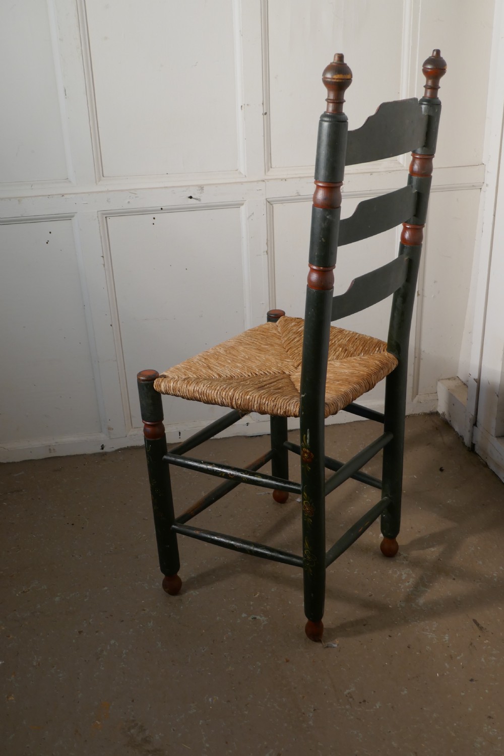 Painted Folk Art European Ladder-back Chair  View VI