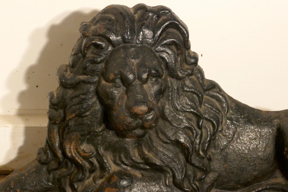 A pair of Flat Back Cast Iron Lion and Unicorn Garden Ornament Figures View VI