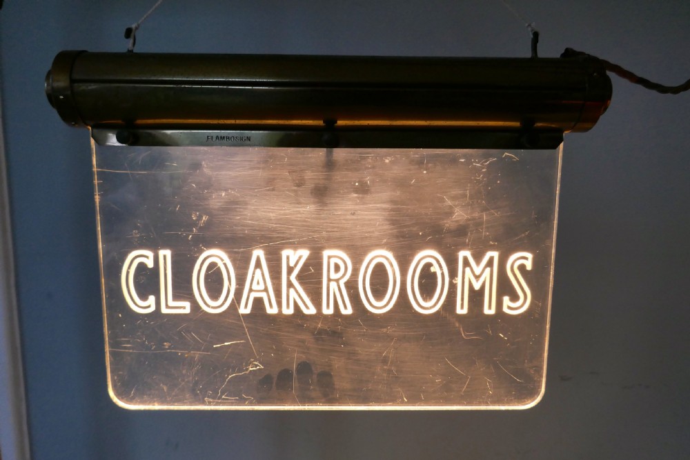 Art Deco Illuminated Hotel Cloakroom Sign View IV