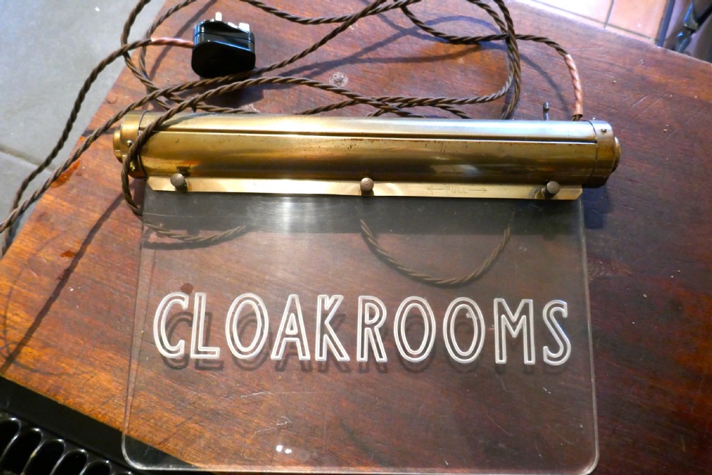 Art Deco Illuminated Hotel Cloakroom Sign View V