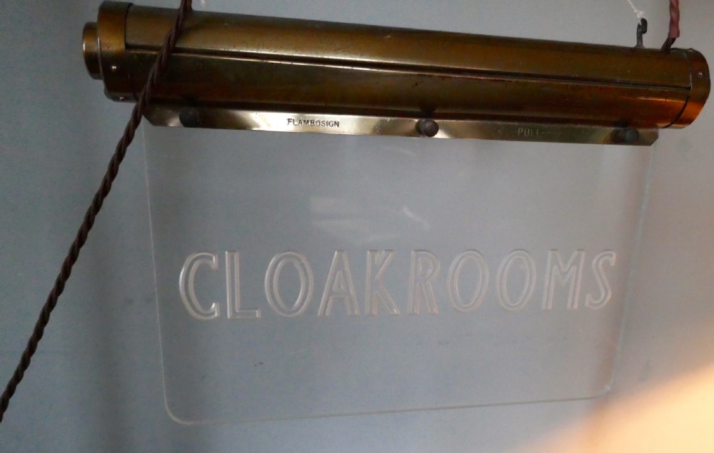 Art Deco Illuminated Hotel Cloakroom Sign View VI