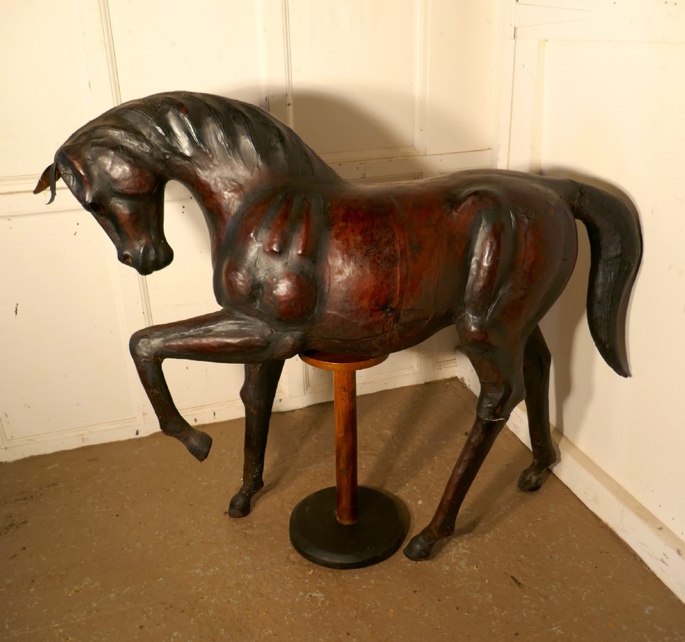 Large Arts and Crafts Leather Model of a Horse View II