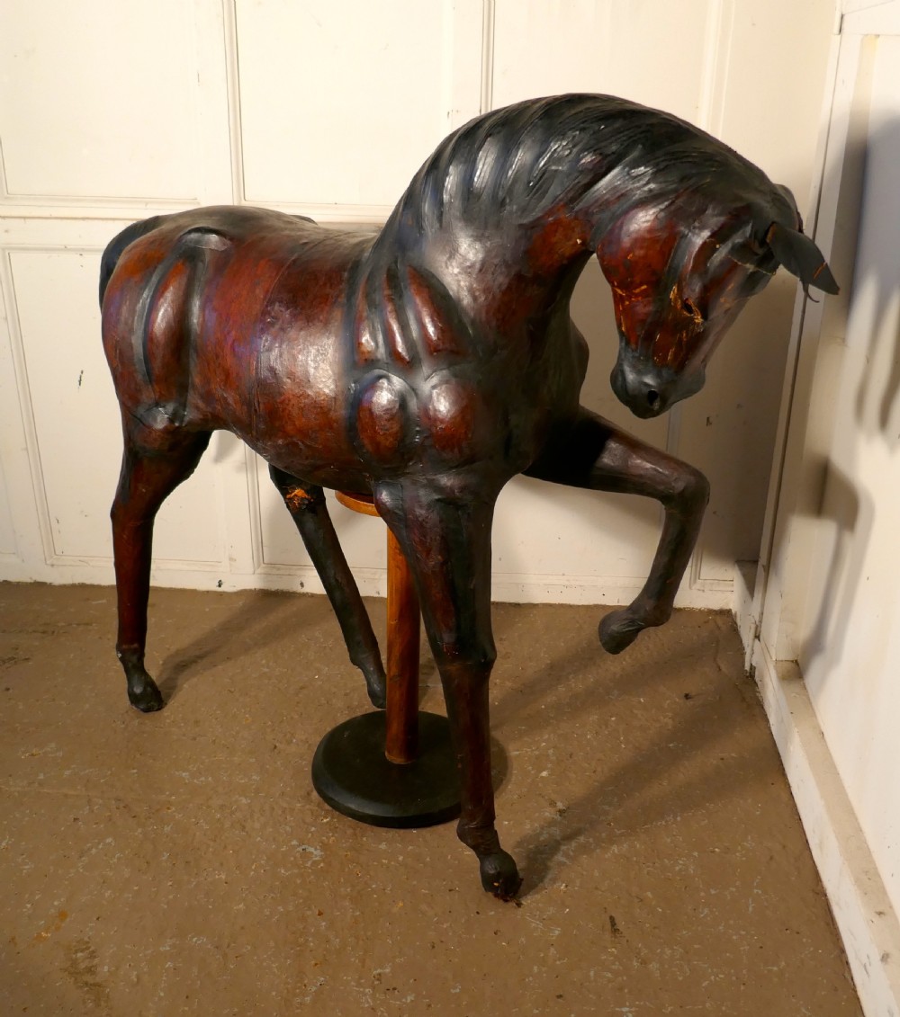 Large Arts and Crafts Leather Model of a Horse View VII