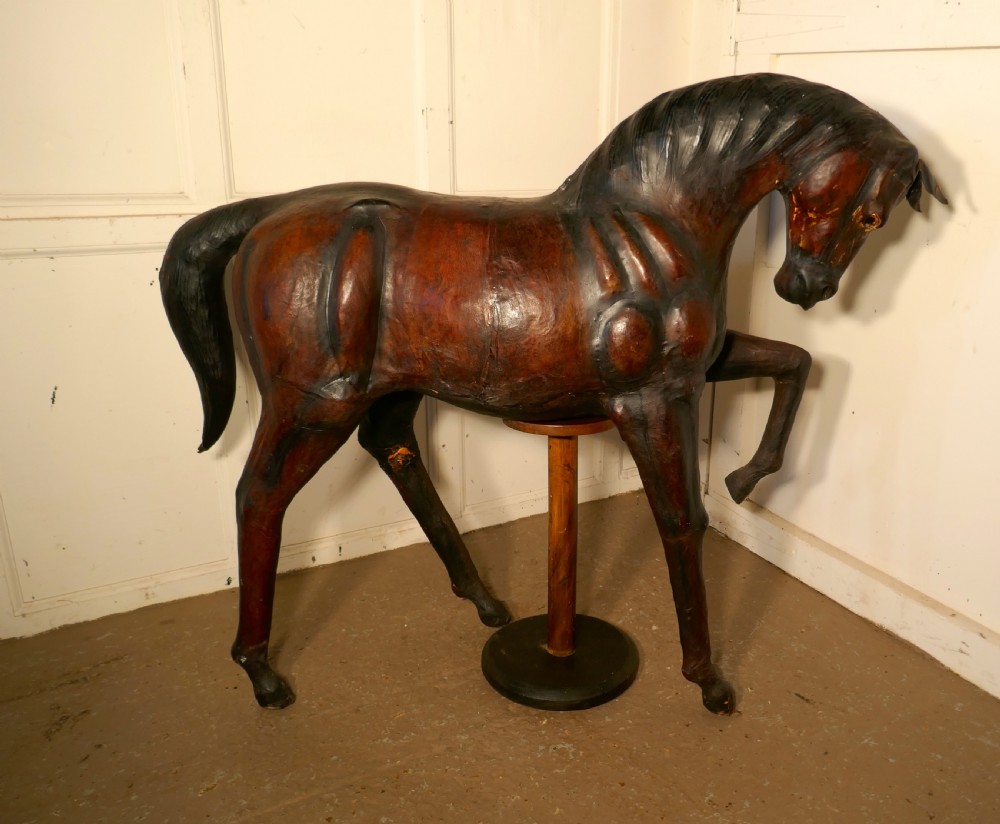 Large Arts and Crafts Leather Model of a Horse View VIII