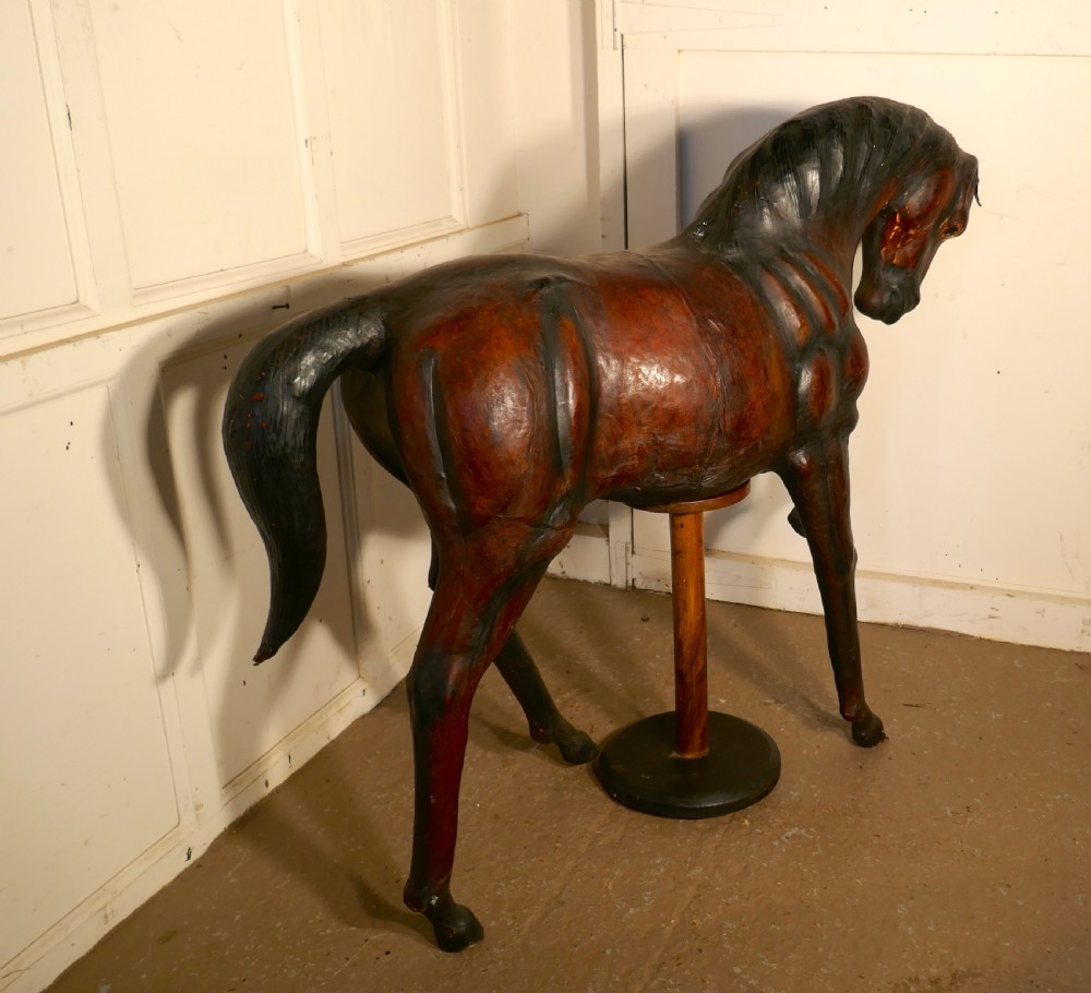 Large Arts and Crafts Leather Model of a Horse View IX