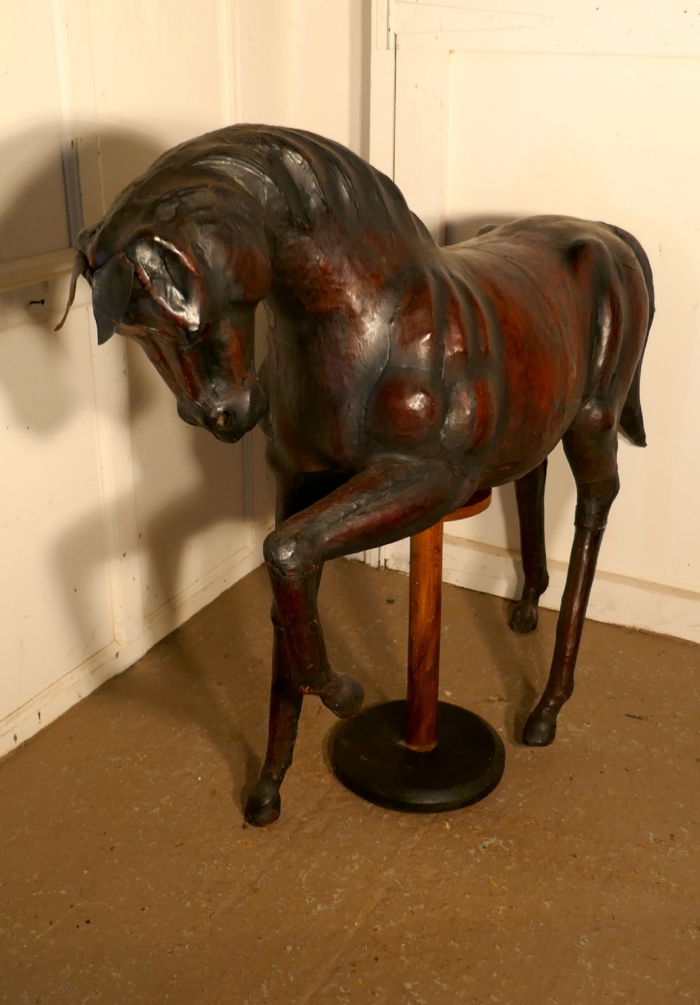 Large Arts and Crafts Leather Model of a Horse View XI