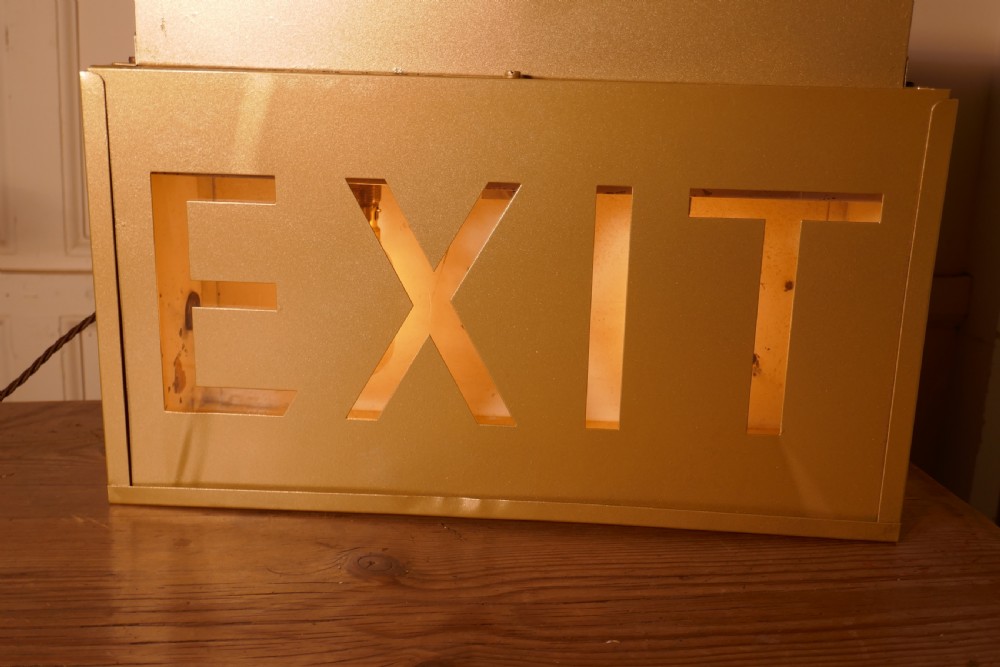 Gold Odeon Cinema EXIT Sign Electric Light 