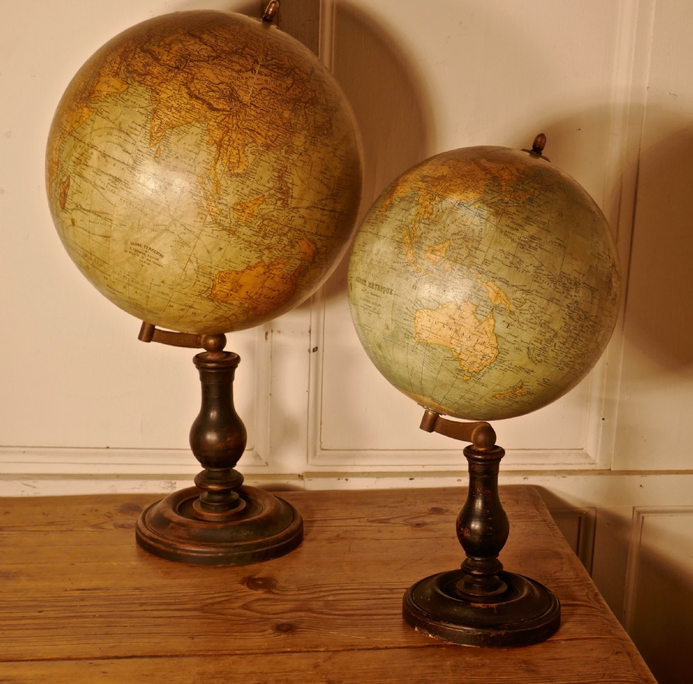 A Set of French 19th Century Globes by G Thomas, Terrestre and Metrique View XI
