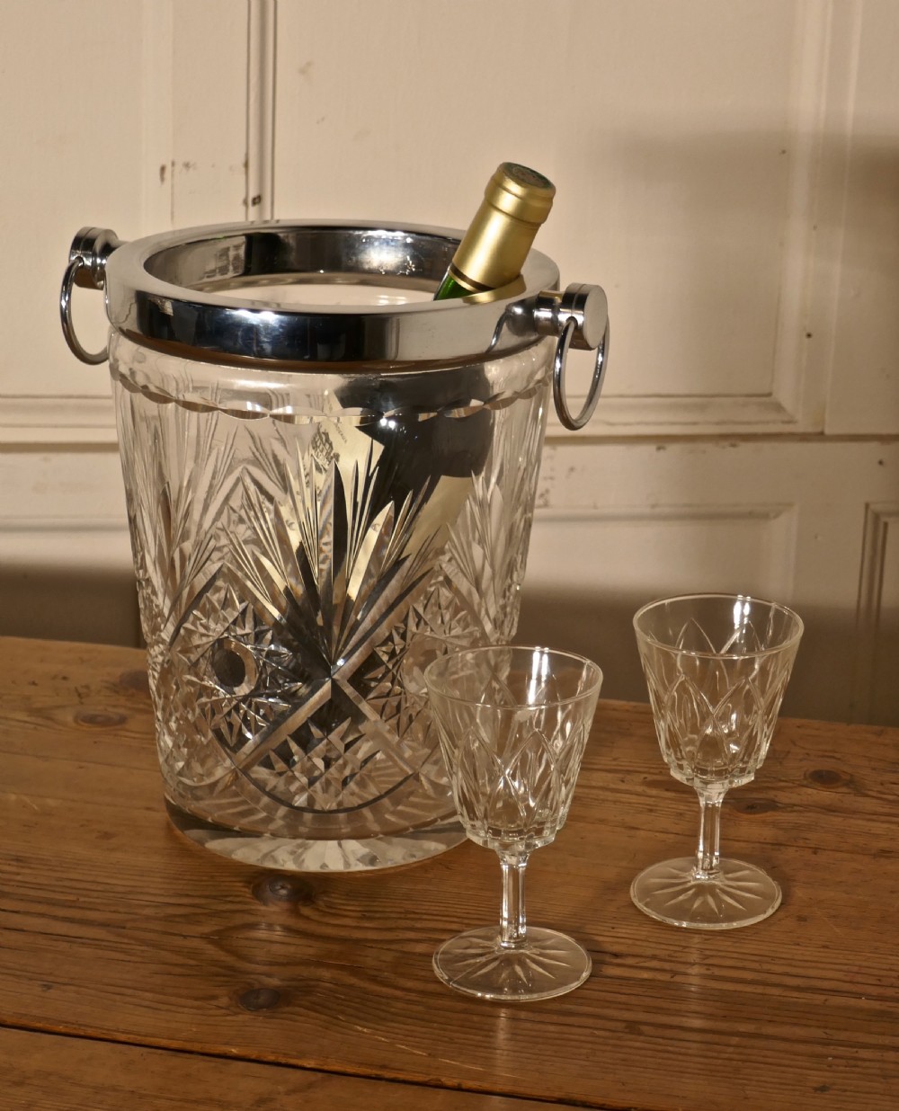 Art Deco Hand Cut French Crystal Champaign Wine Cooler View II