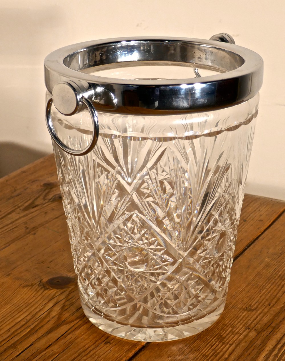 Art Deco Hand Cut French Crystal Champaign Wine Cooler View V