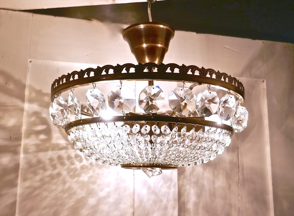 Large French Basket Crystal Chandelier View VII