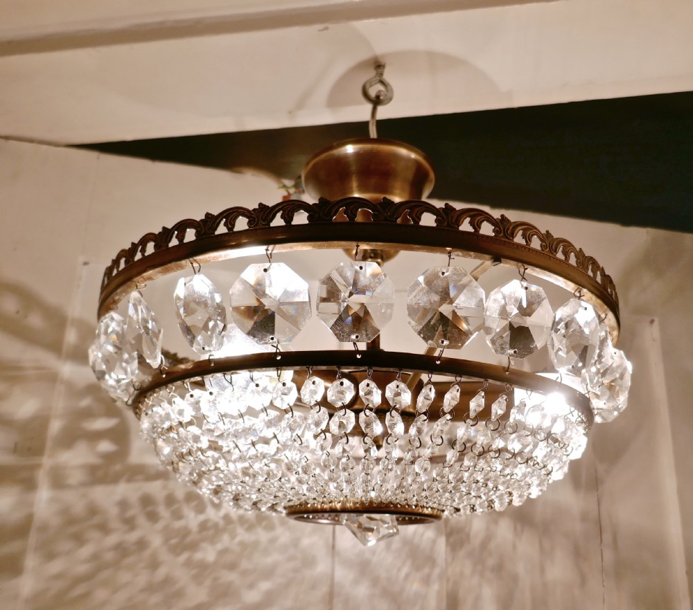 Large French Basket Crystal Chandelier View III