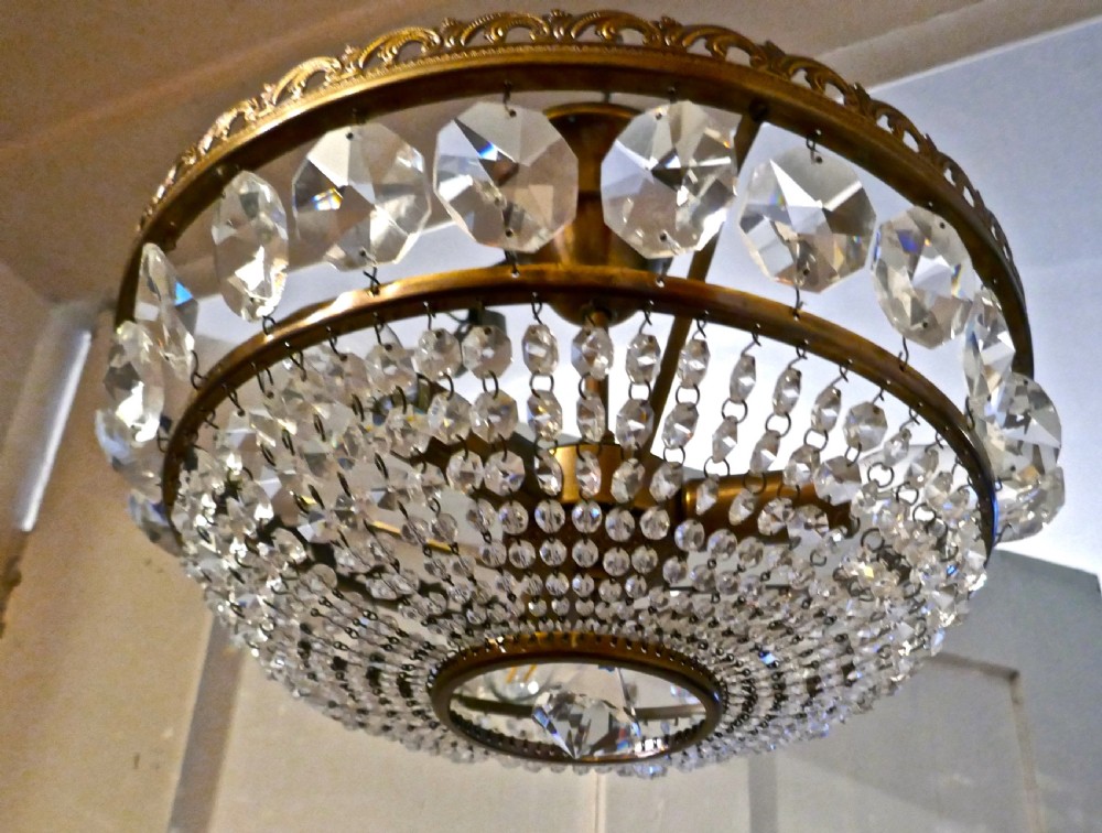 Large French Basket Crystal Chandelier View VI
