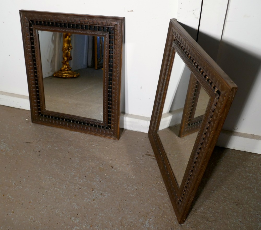 Pair of 19th Century French Bretton Oak Mirrors View V