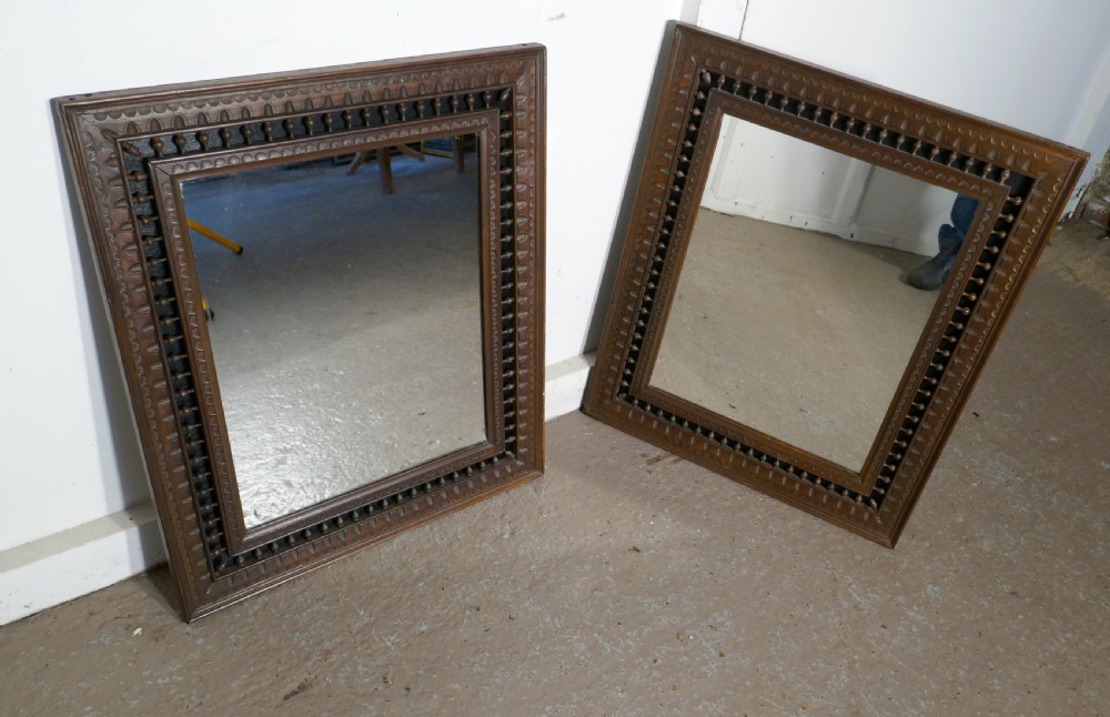 Pair of 19th Century French Bretton Oak Mirrors View VI