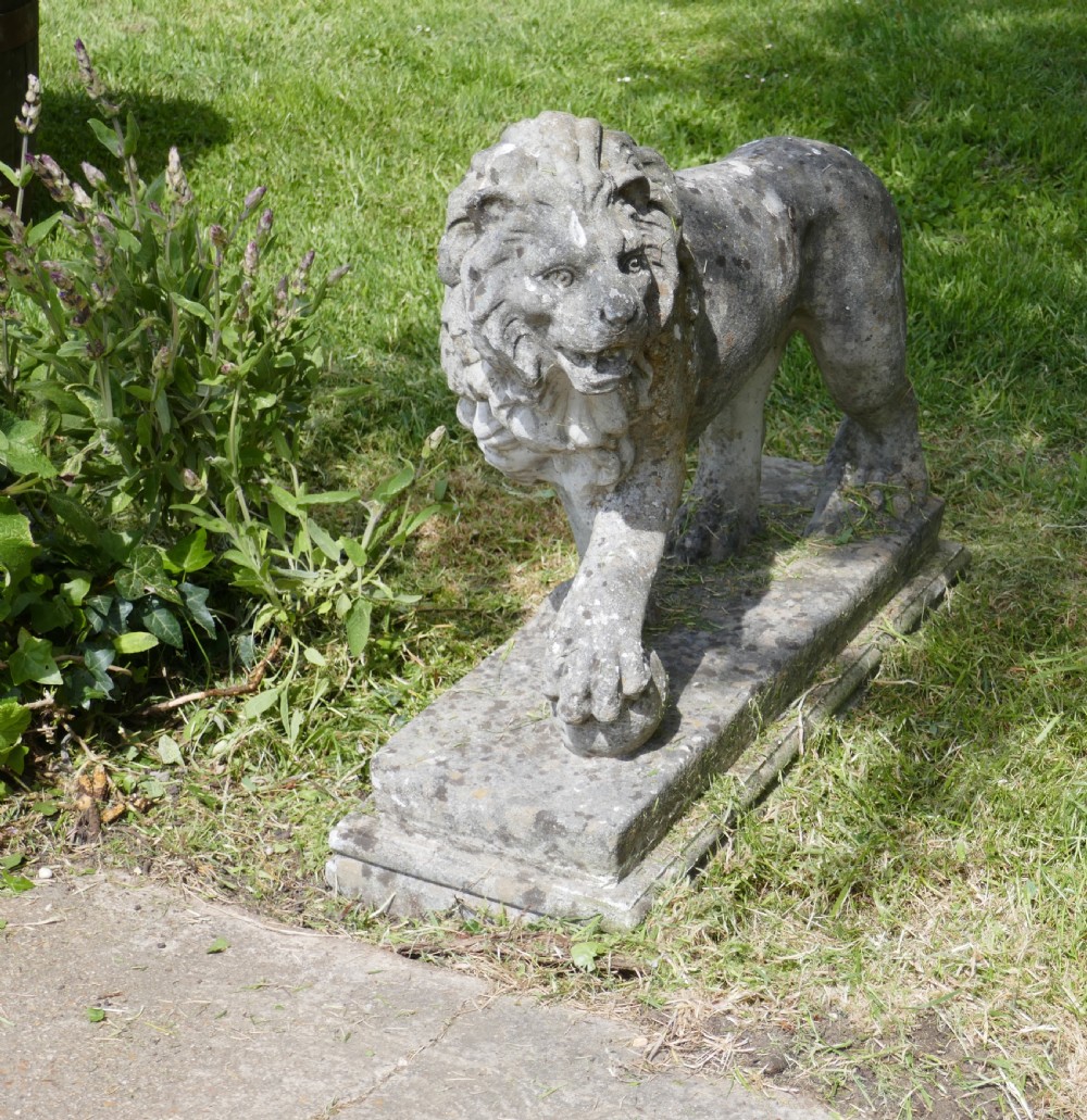 A Pair of Large Stone Garden Entrance Guardian Lions View VIII