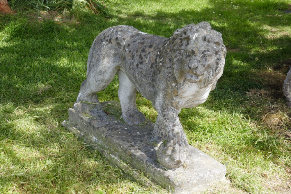 A Pair of Large Stone Garden Entrance Guardian Lions View X