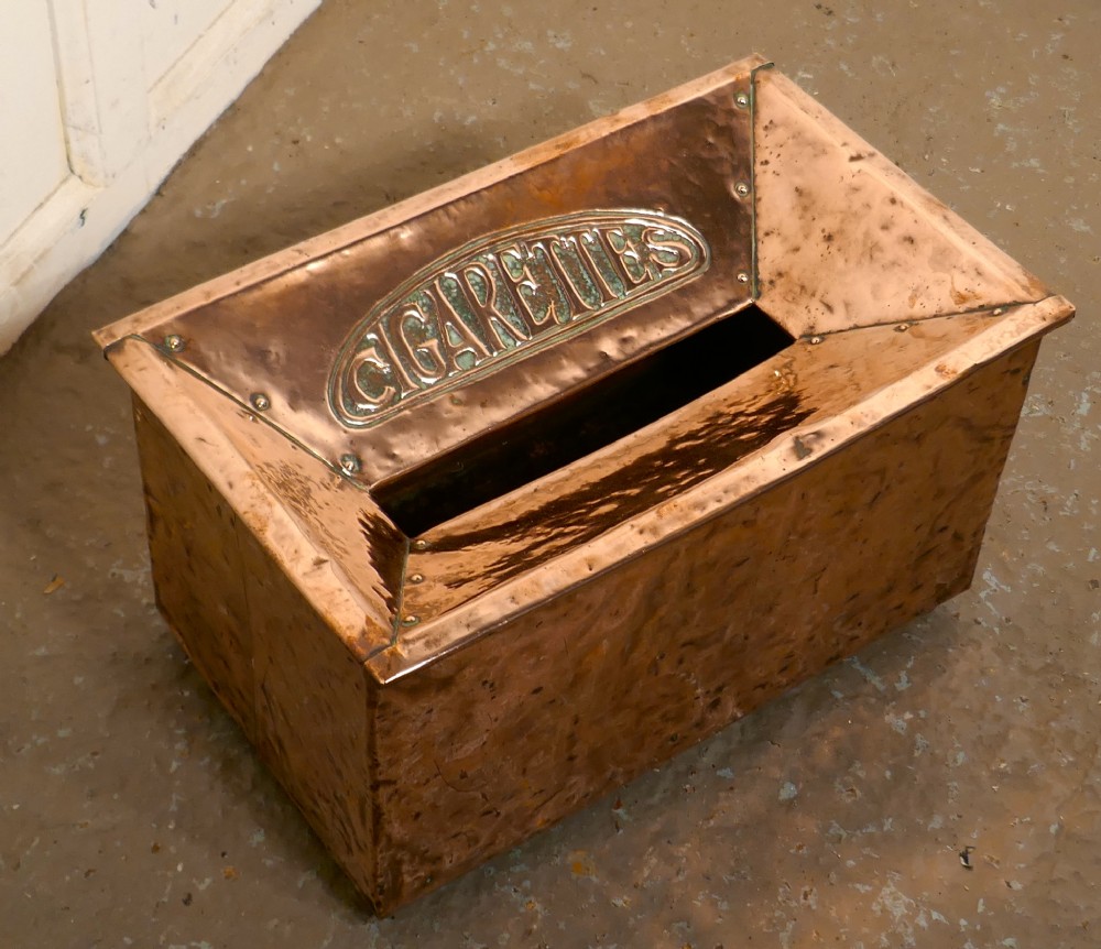 Art Nouveau Vintage Beaten Copper Hotel Floor Ash Tray
