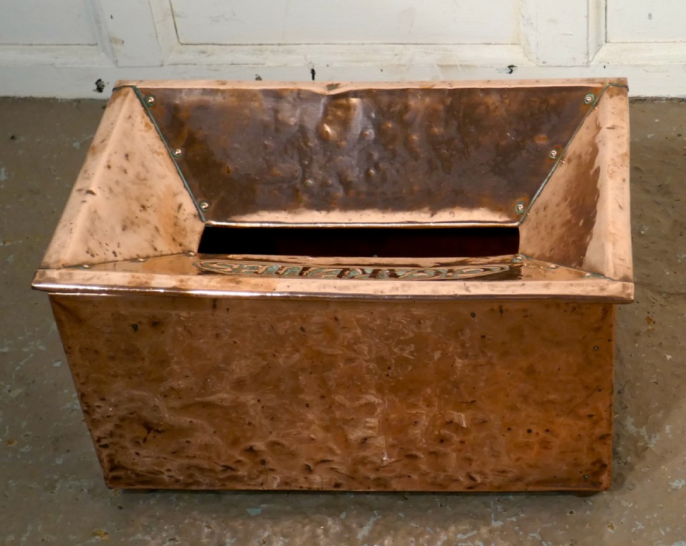 Art Nouveau Vintage Beaten Copper Hotel Floor Ash Tray View II