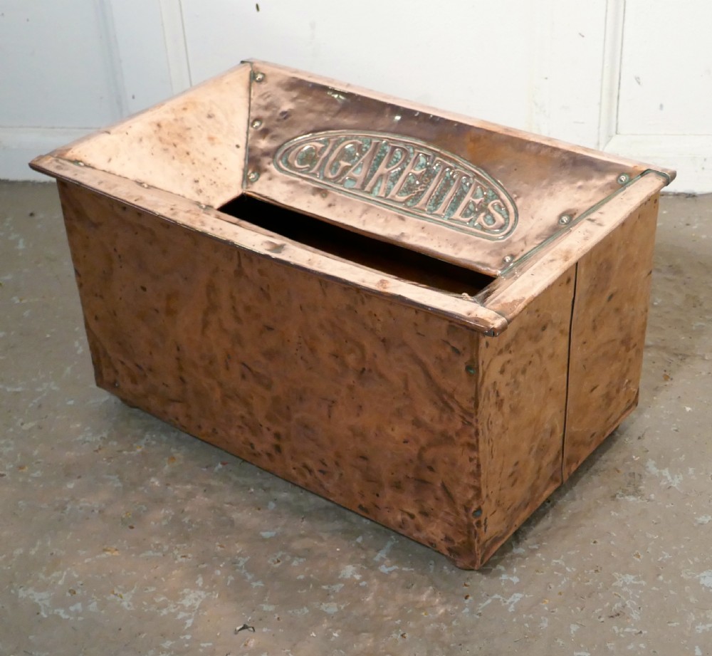 Art Nouveau Vintage Beaten Copper Hotel Floor Ash Tray View IV