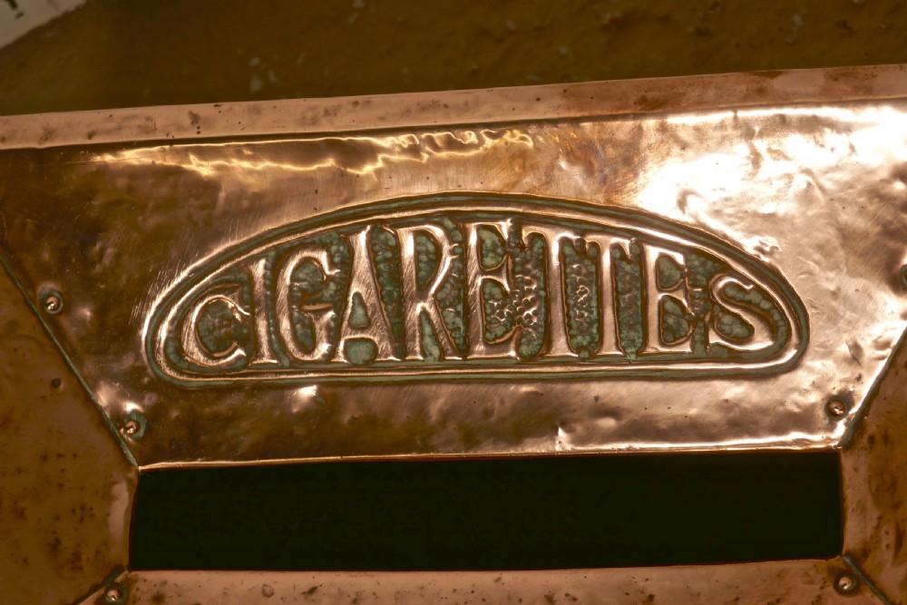 Art Nouveau Vintage Beaten Copper Hotel Floor Ash Tray View V