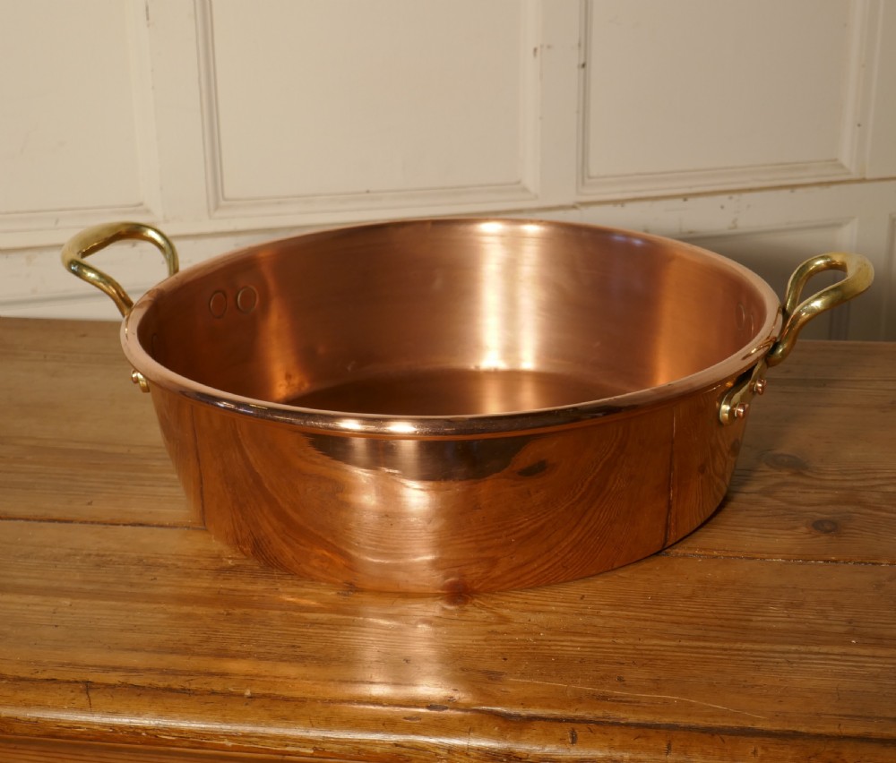 Large Early 19th Century Double Handled Copper Pan